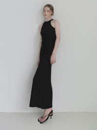 halter neck textured maxi dress