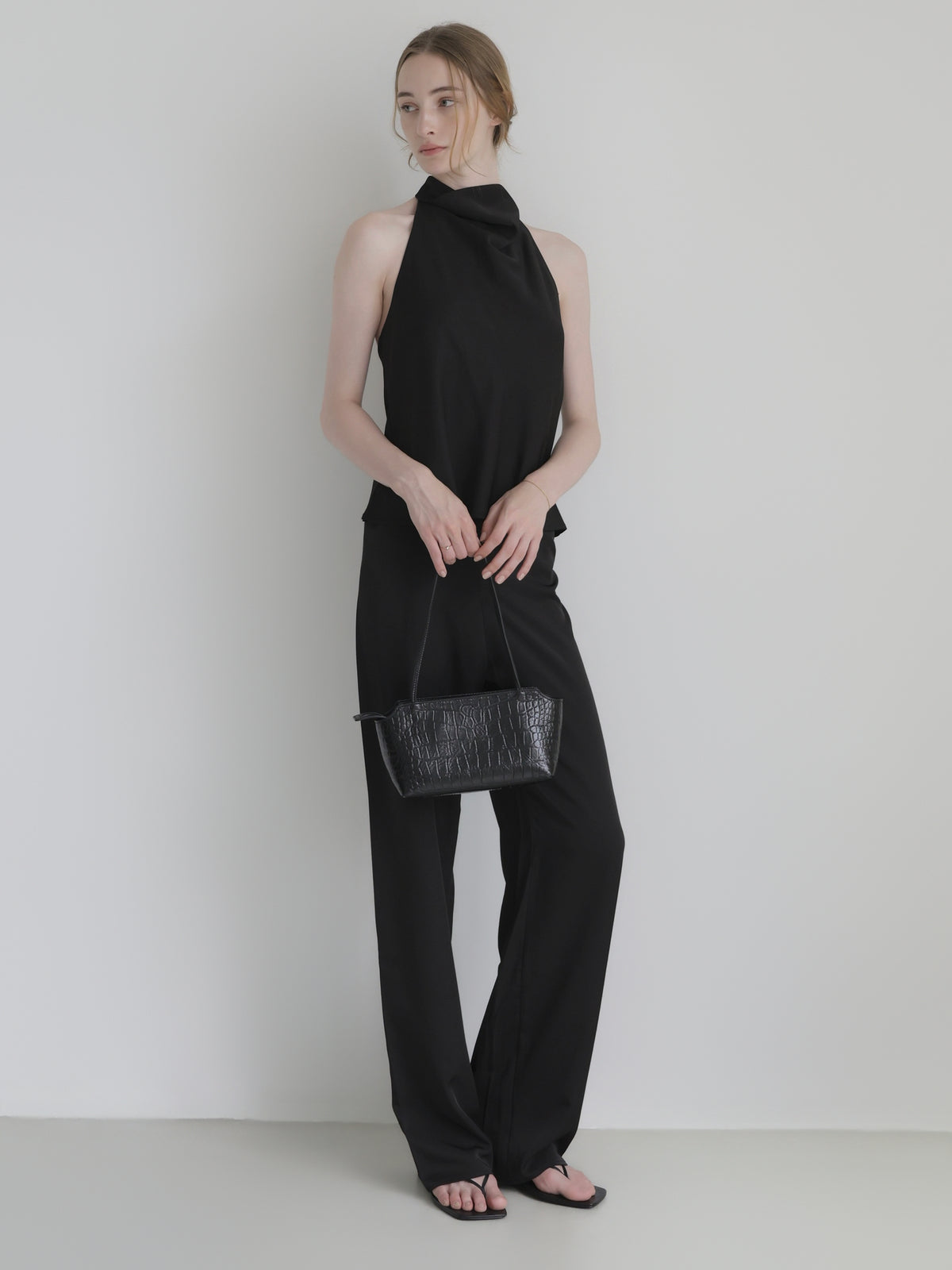 satin fluid line slacks