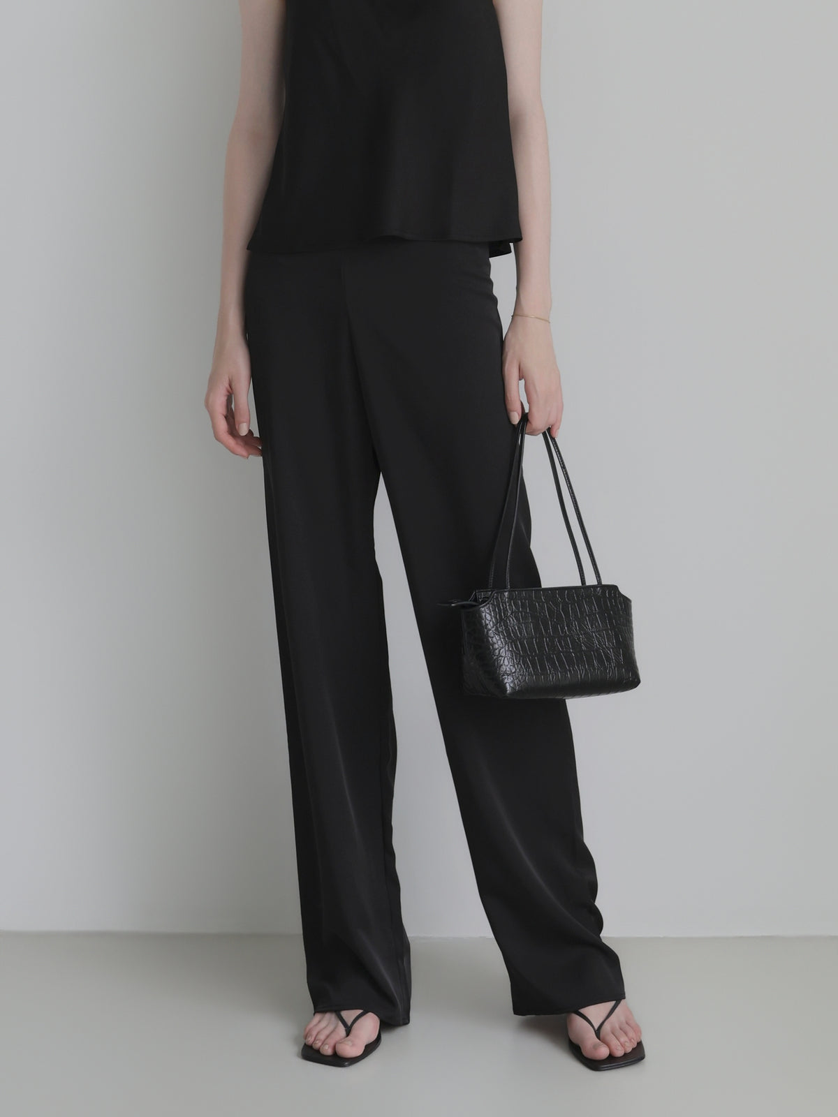 satin fluid line slacks