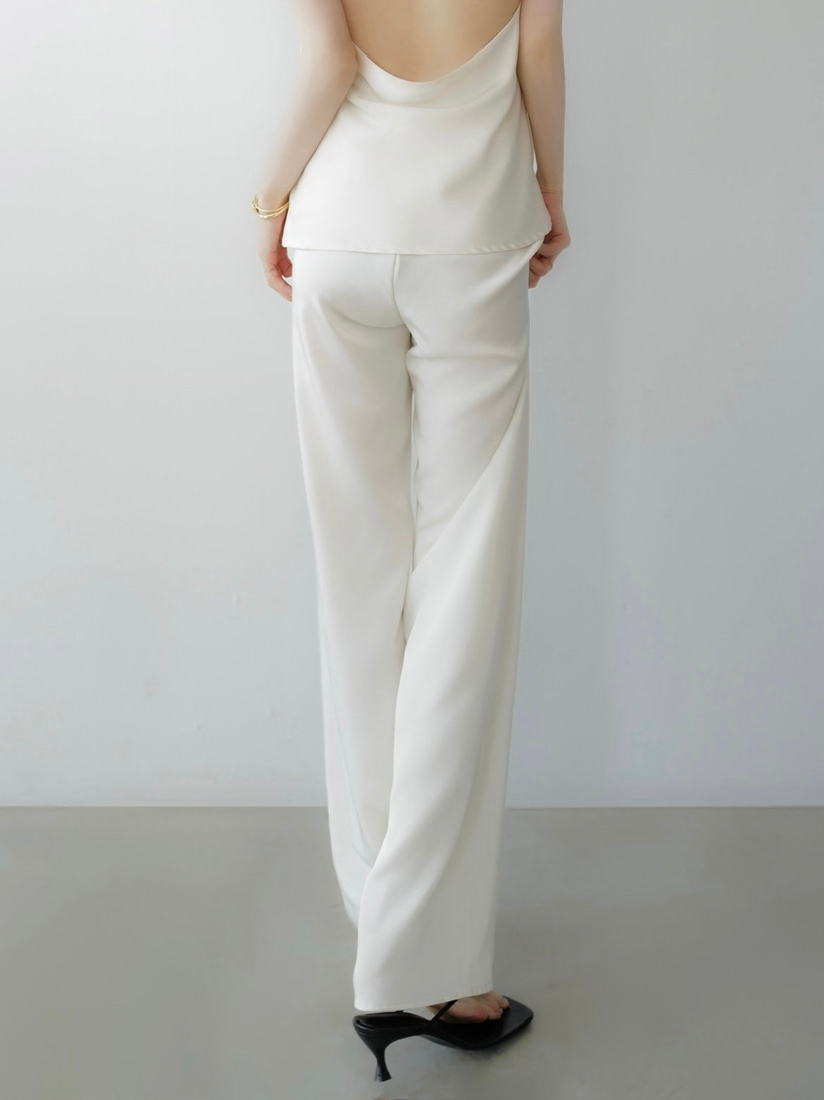 satin fluid line slacks