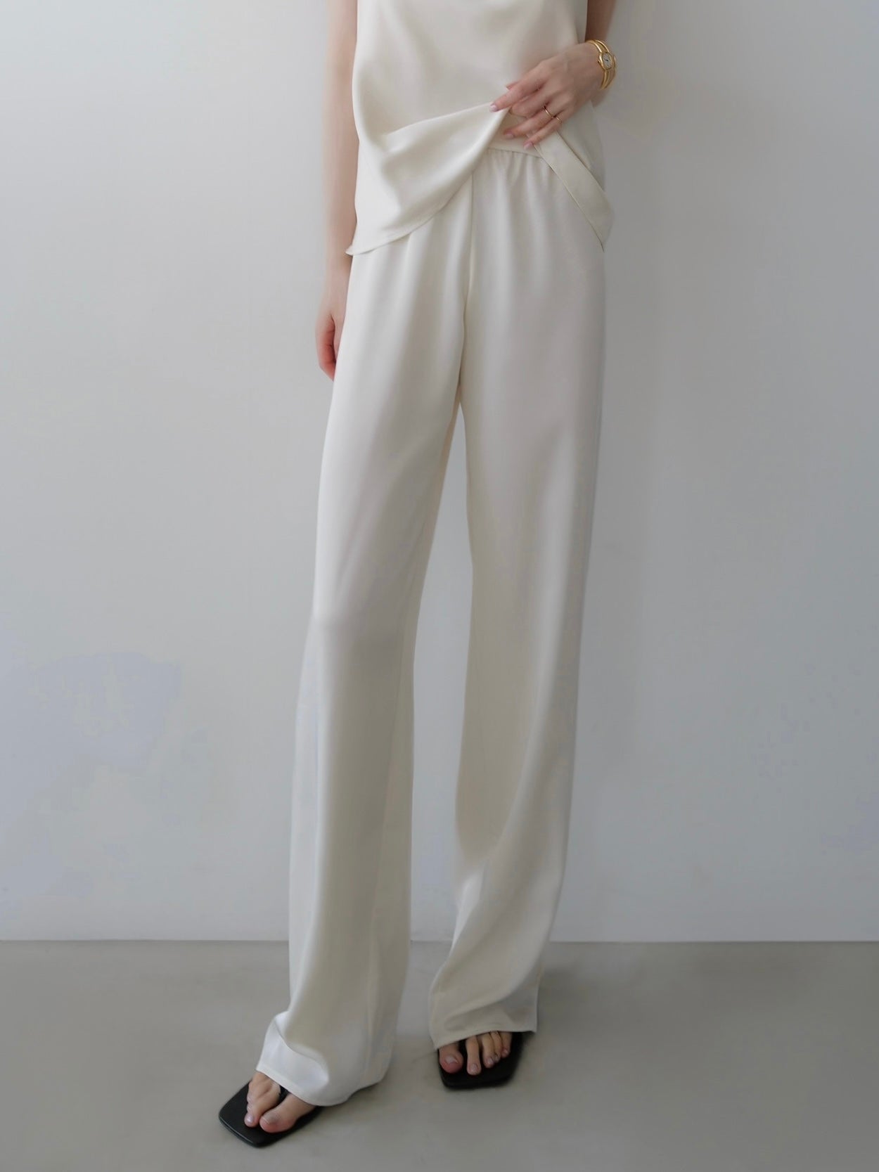 satin fluid line slacks
