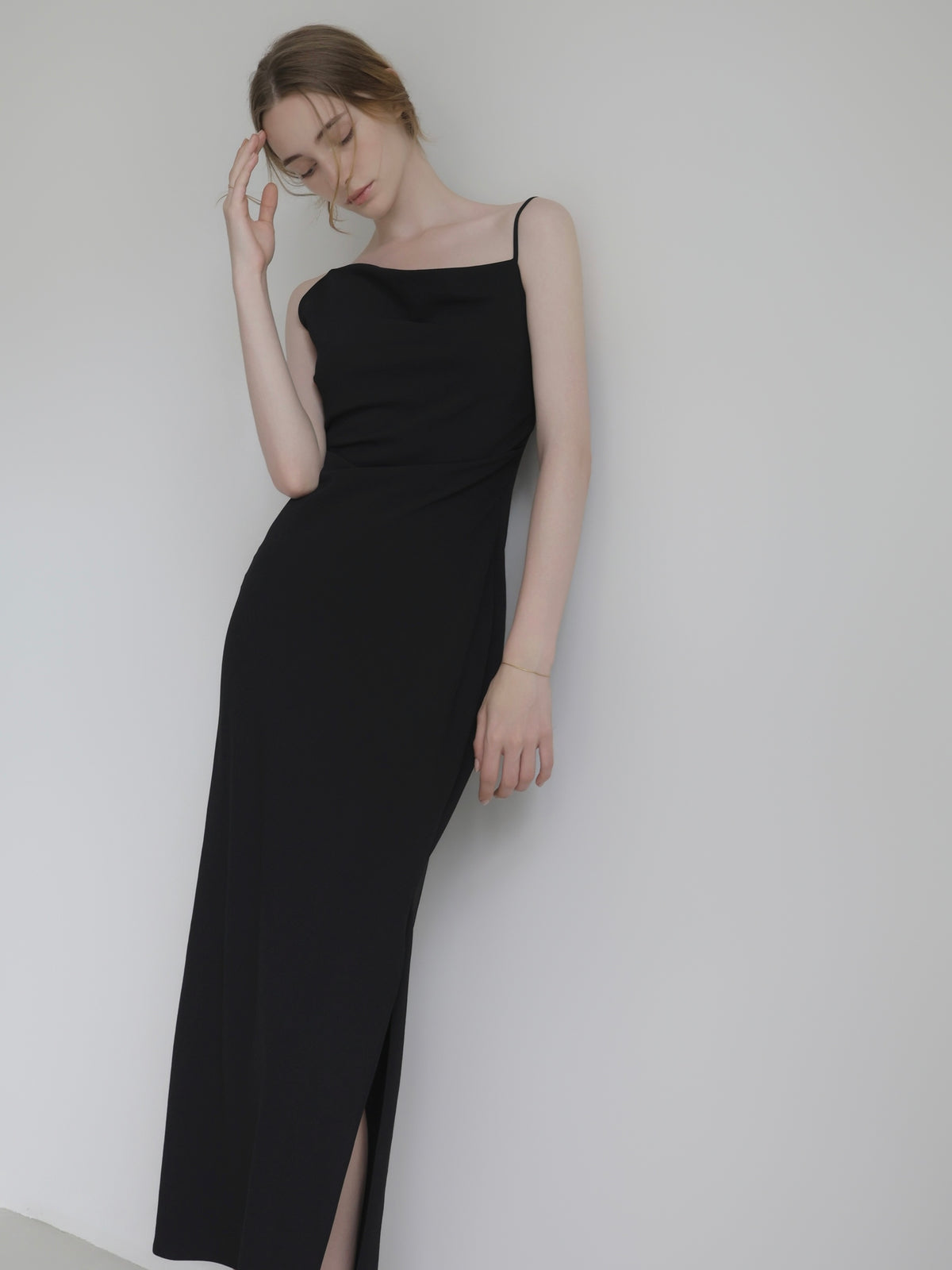 asymmetry drape cami dress