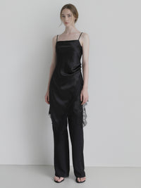 satin lace hem cami dress