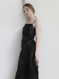 satin lace hem cami dress