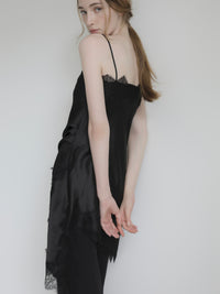 satin lace hem cami dress