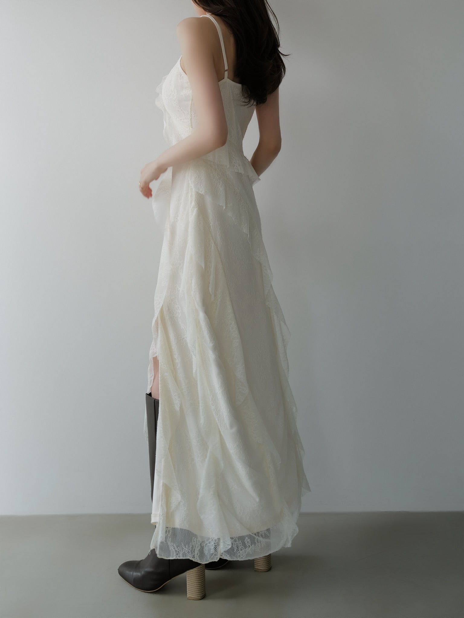 ruffle lace cami dress