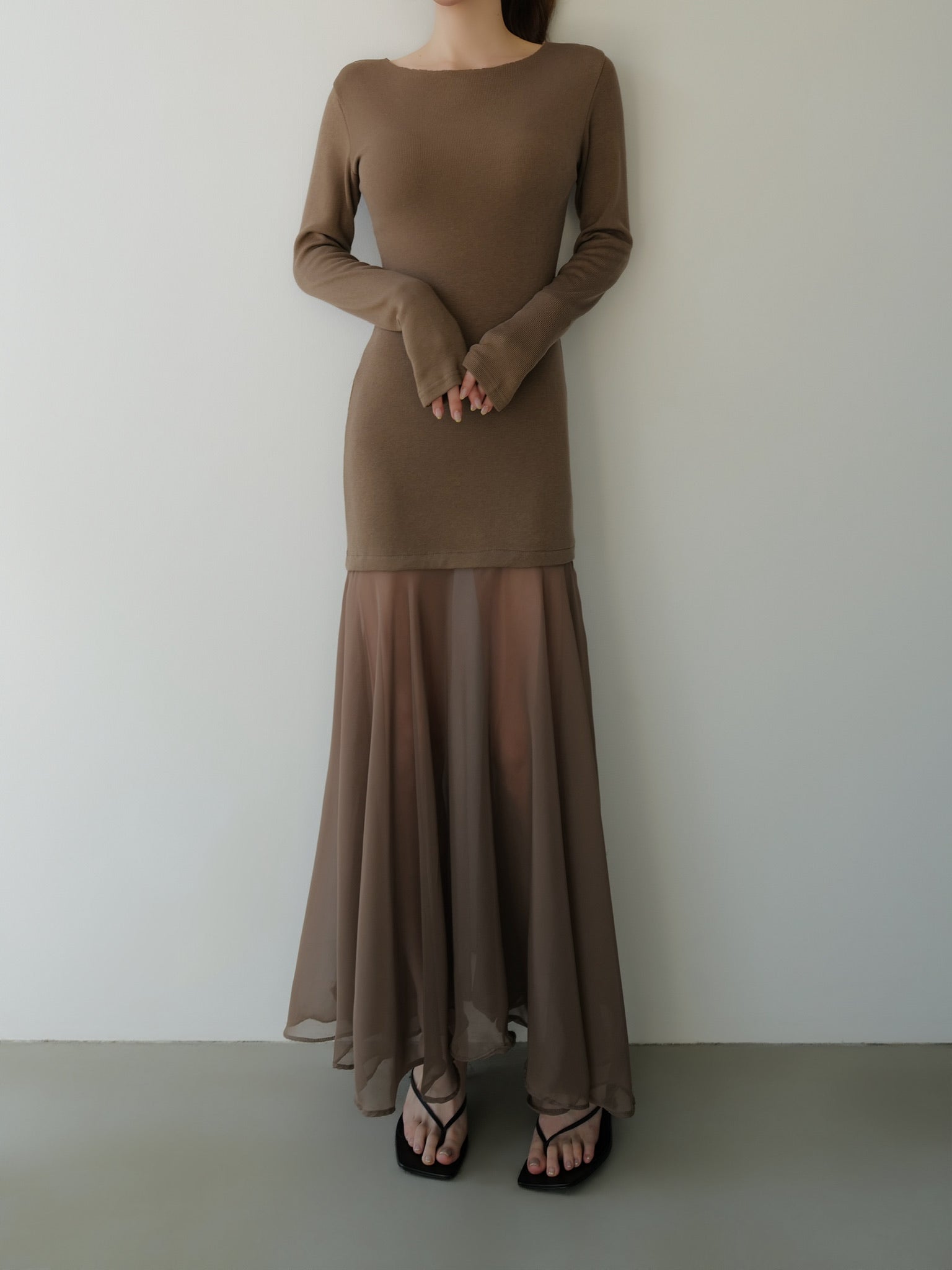 sheer layered maxi dress – célon