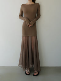 sheer layered maxi dress