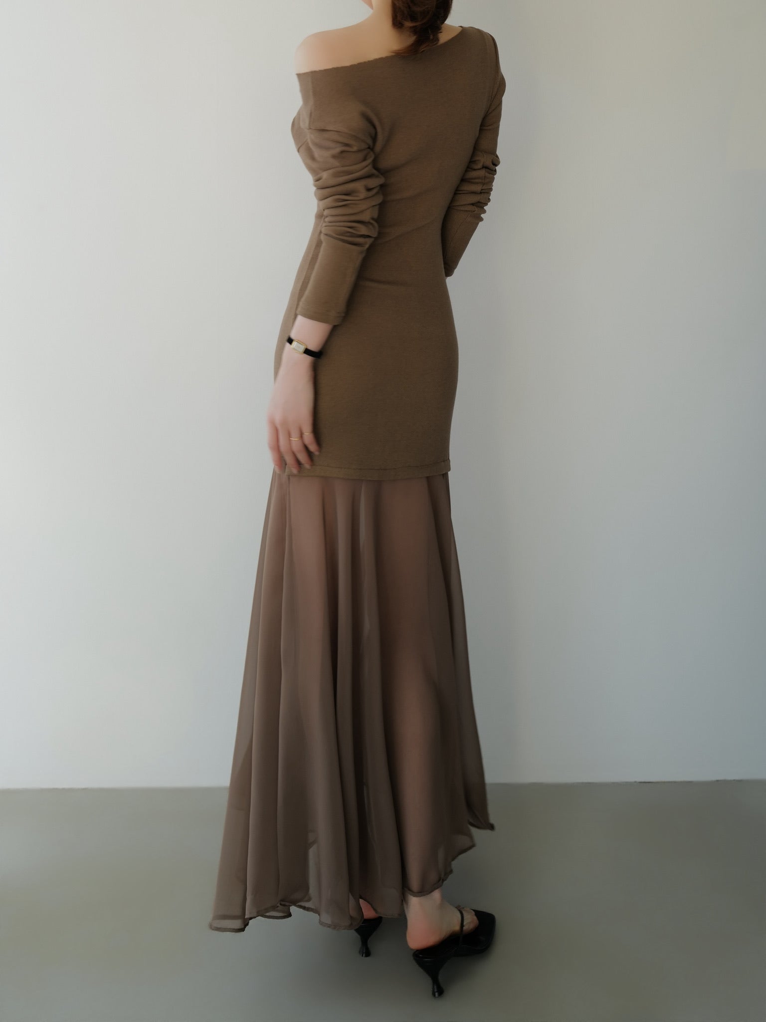 sheer layered maxi dress