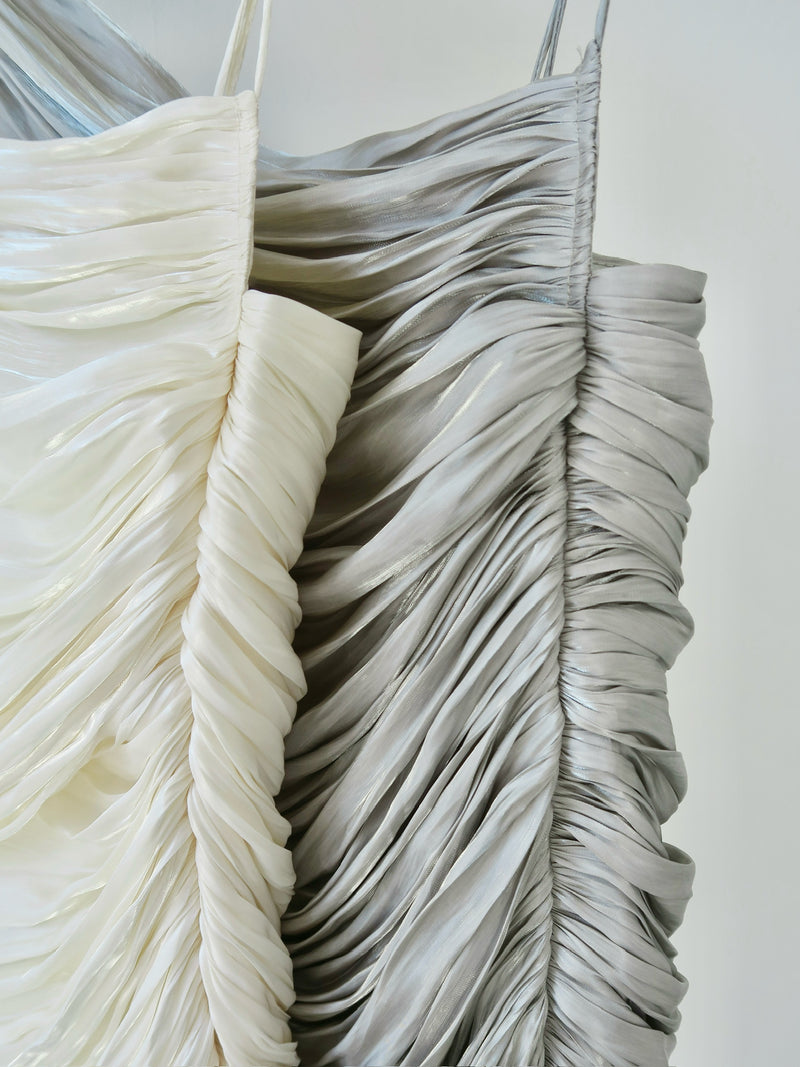 luminous gathered dress