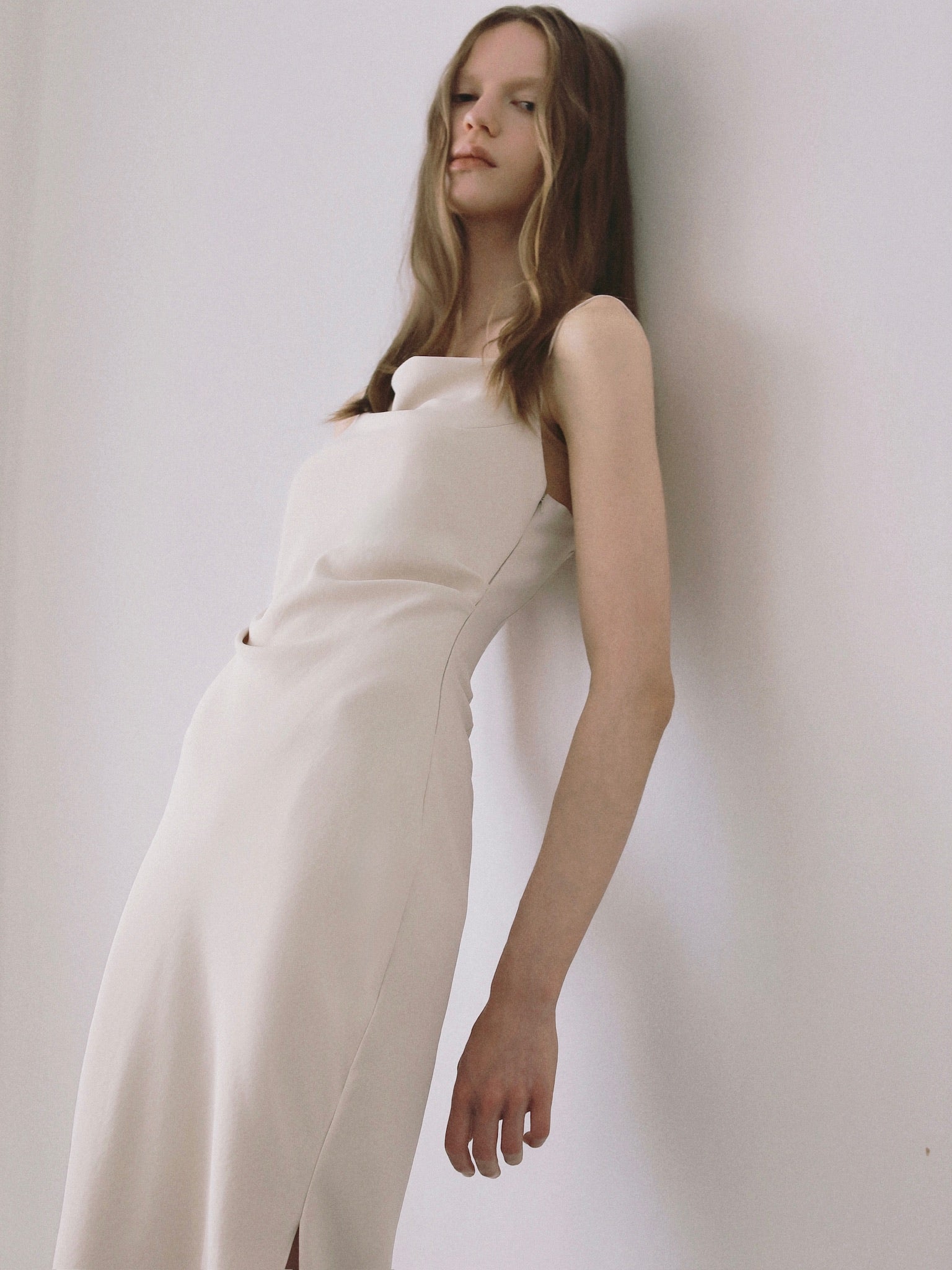 asymmetry drape cami dress – célon