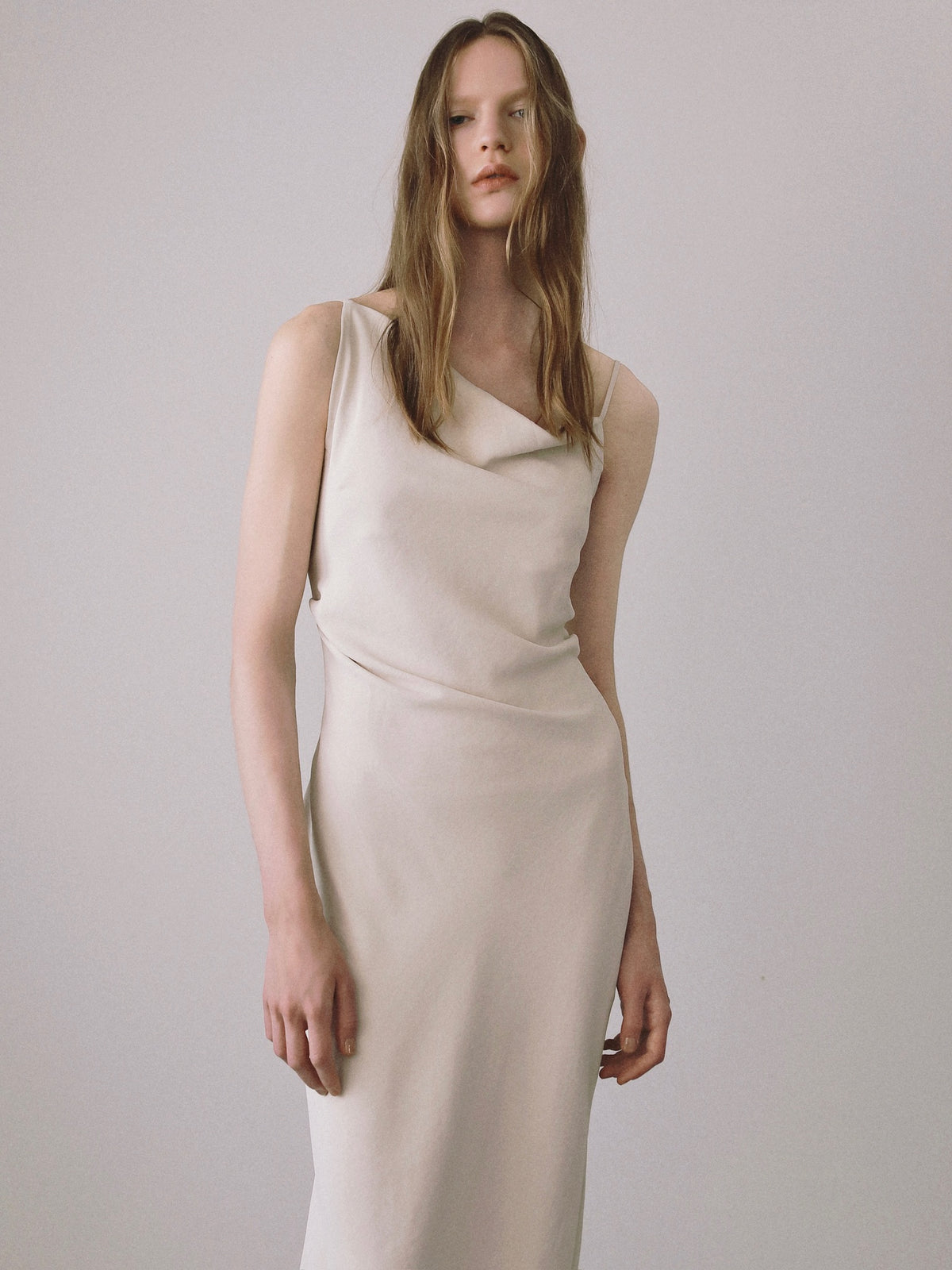 asymmetry drape cami dress