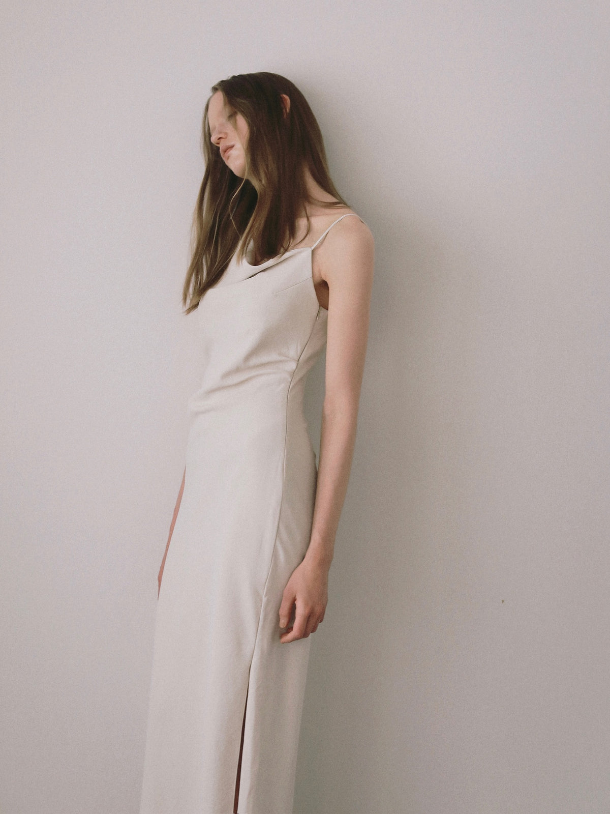 asymmetry drape cami dress
