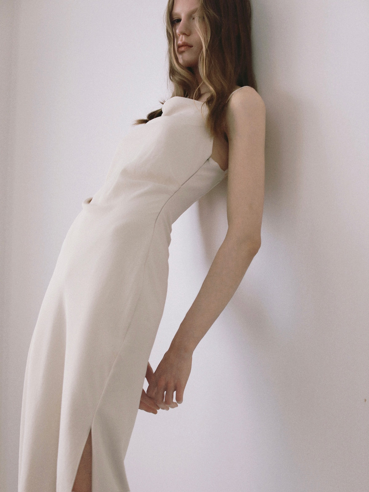 asymmetry drape cami dress