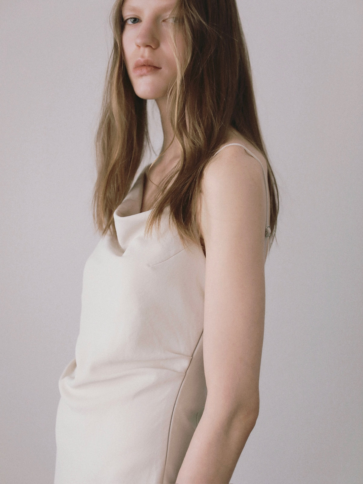 asymmetry drape cami dress