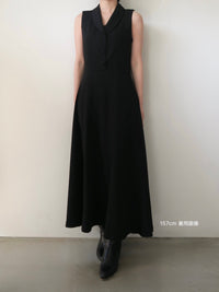 shawl collar sleeveless dress