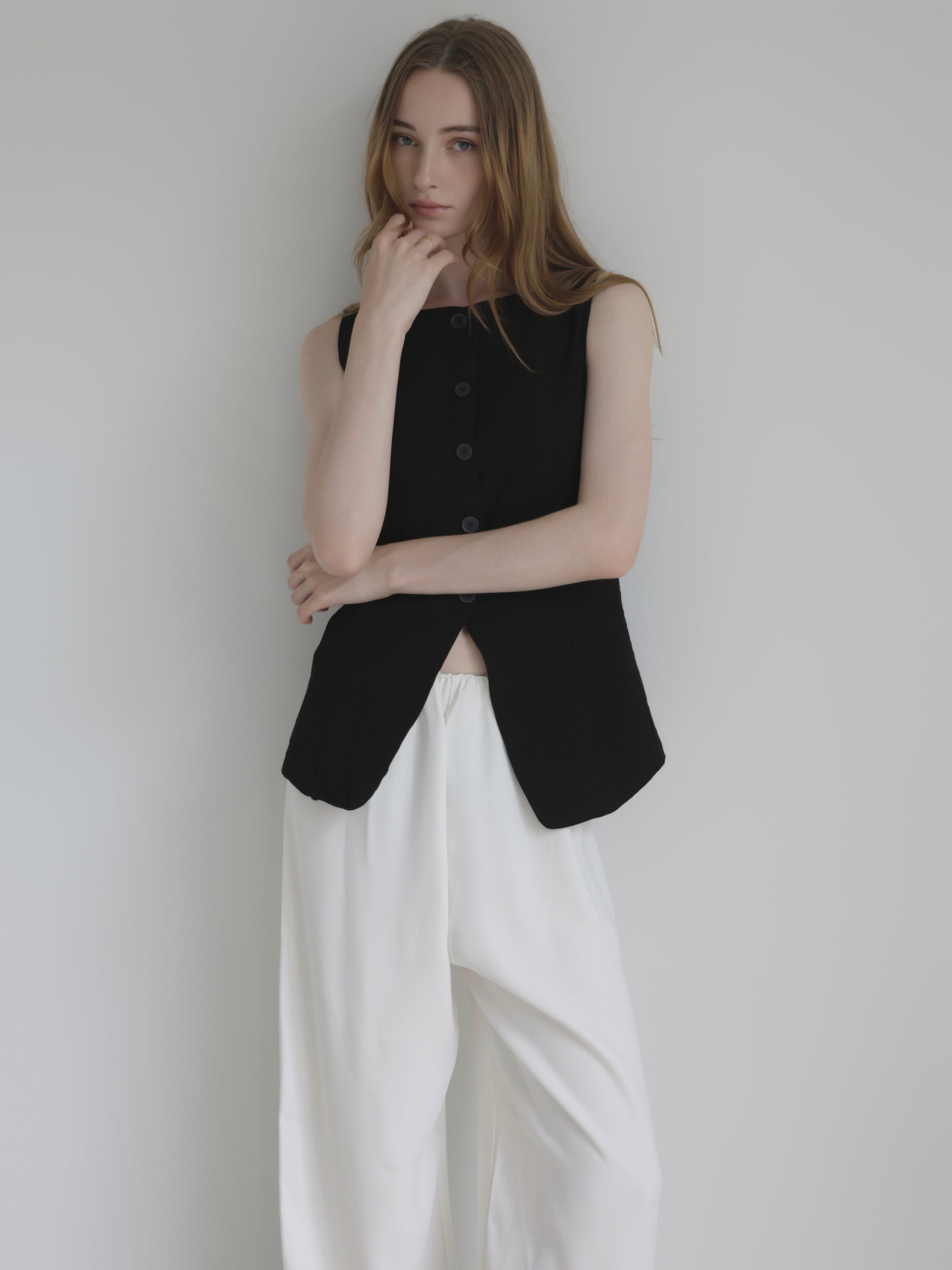 minimal button vest
