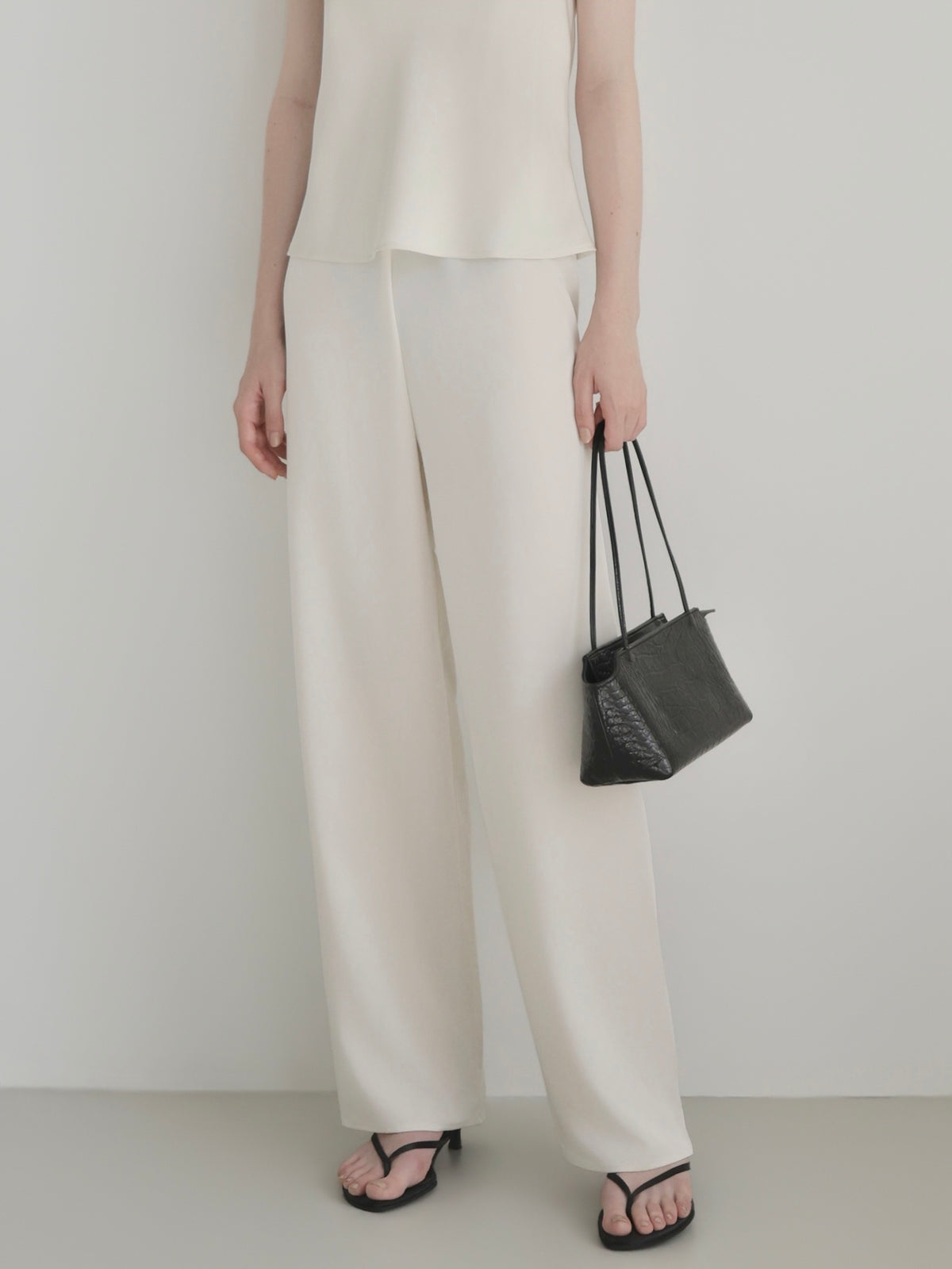satin fluid line slacks