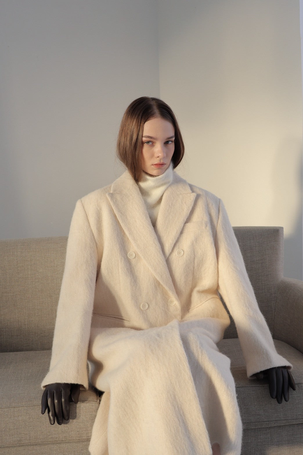 alpaca hairy long coat