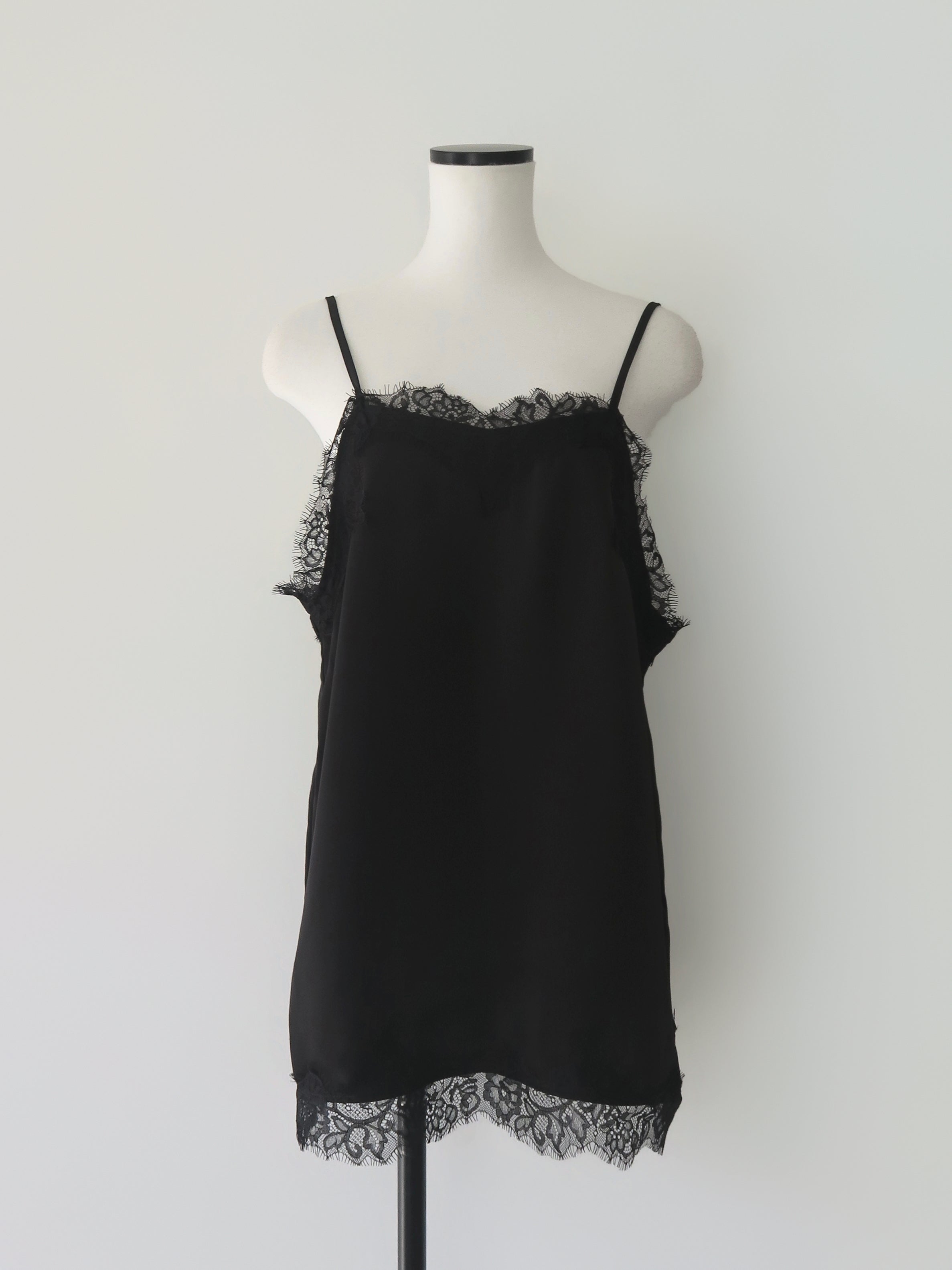 lace layered satin cami blouse