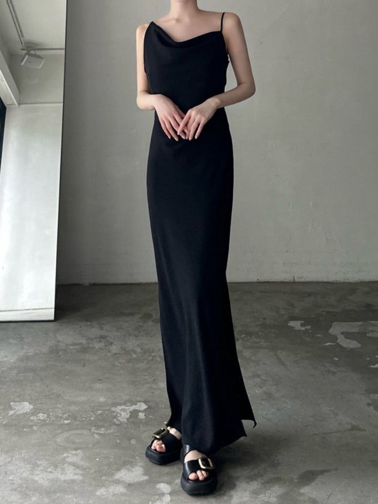asymmetry drape cami dress – célon
