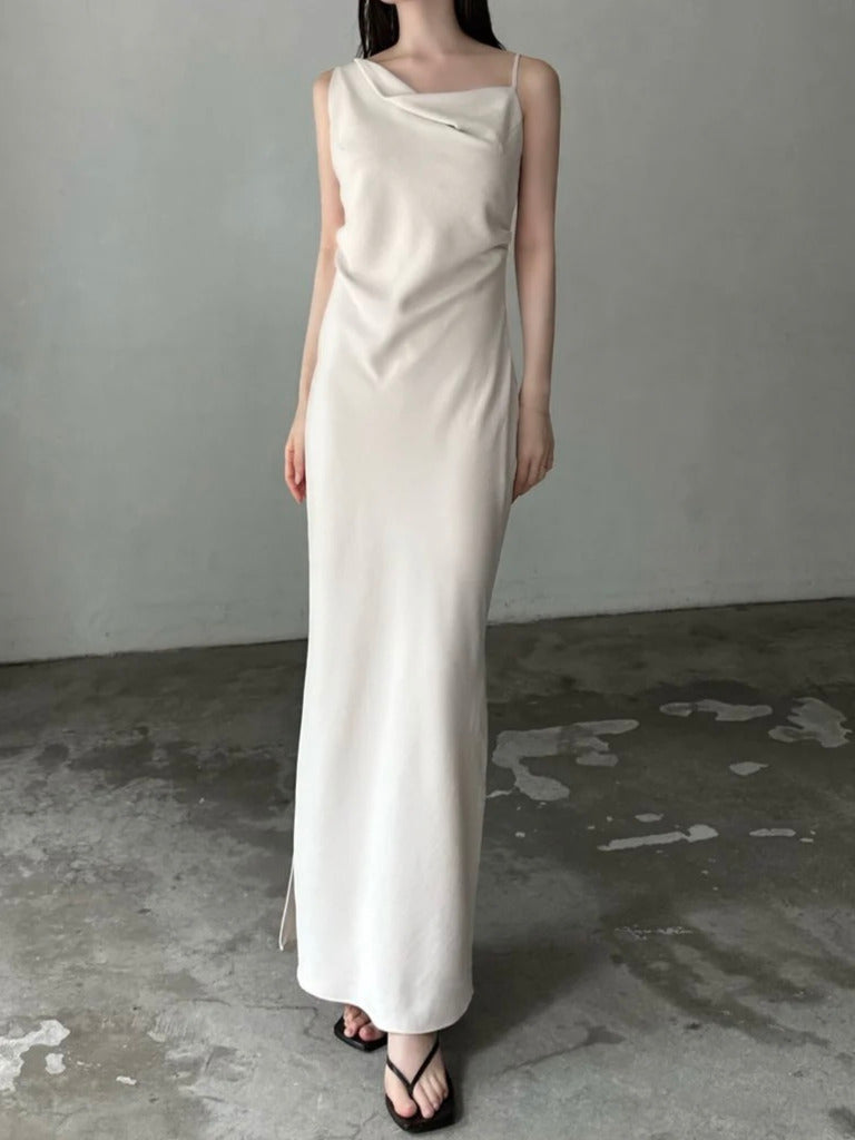 asymmetry drape cami dress