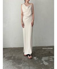 asymmetry drape cami dress