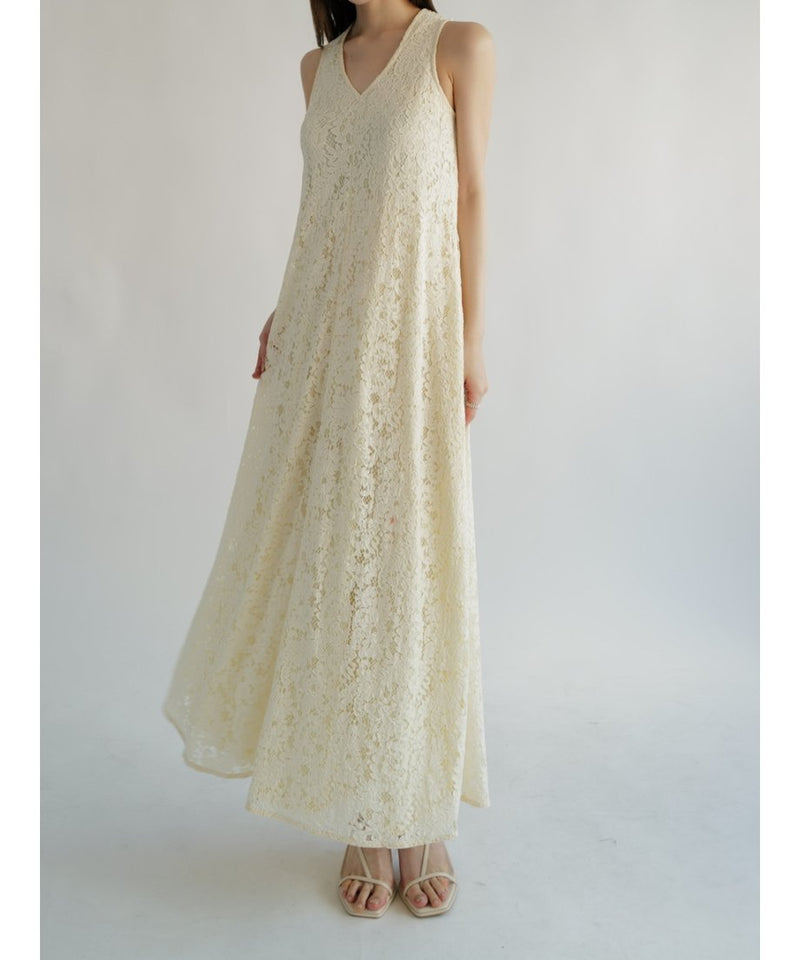 lace flare long dress