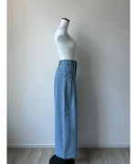 two tuck wide denim pants