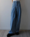 two tuck wide denim pants