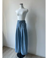 two tuck wide denim pants