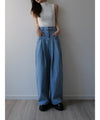 two tuck wide denim pants