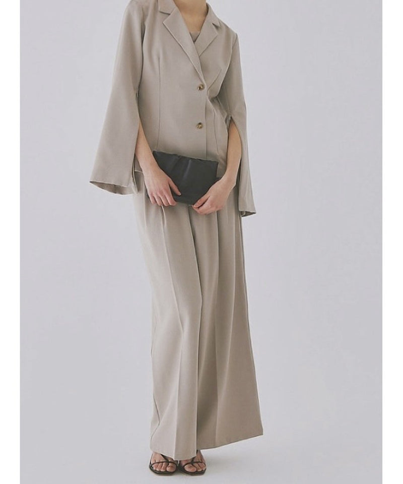 center tuck wide pants