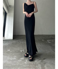 asymmetry drape cami dress