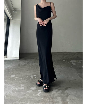 asymmetry drape cami dress – célon 