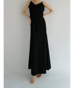 matte satin long skirt