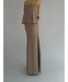 matte satin long skirt