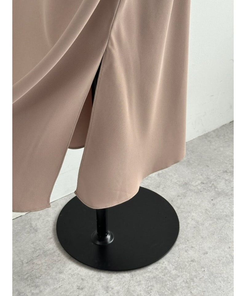 matte satin long skirt