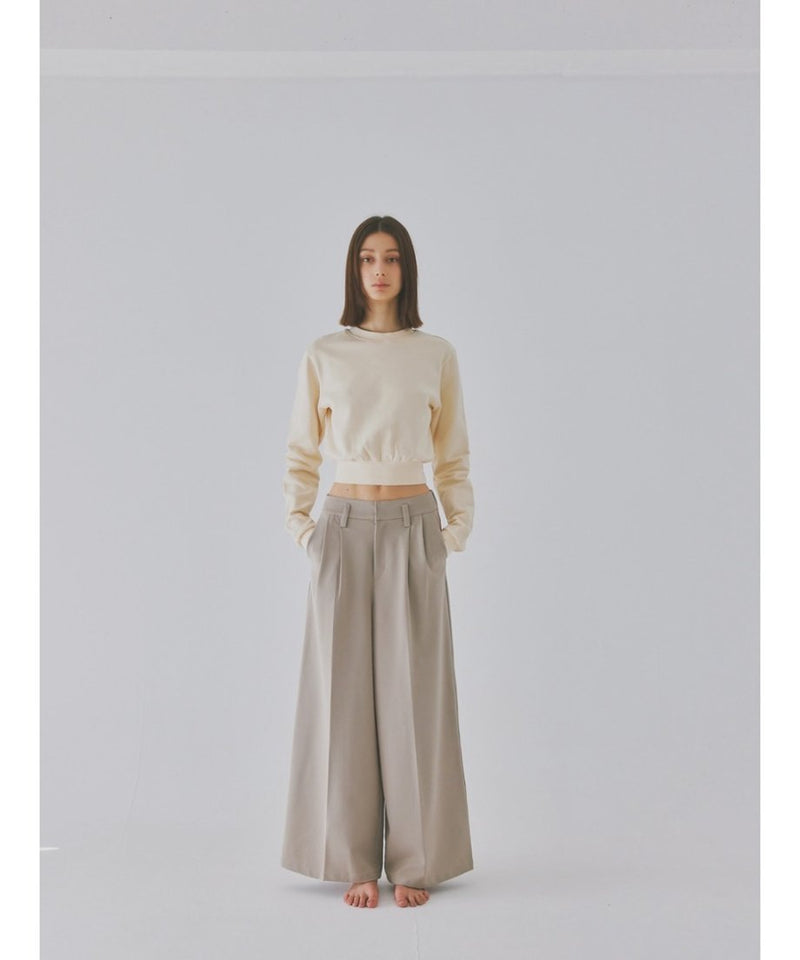 center tuck wide pants