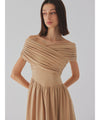 cross shoulder gather dress